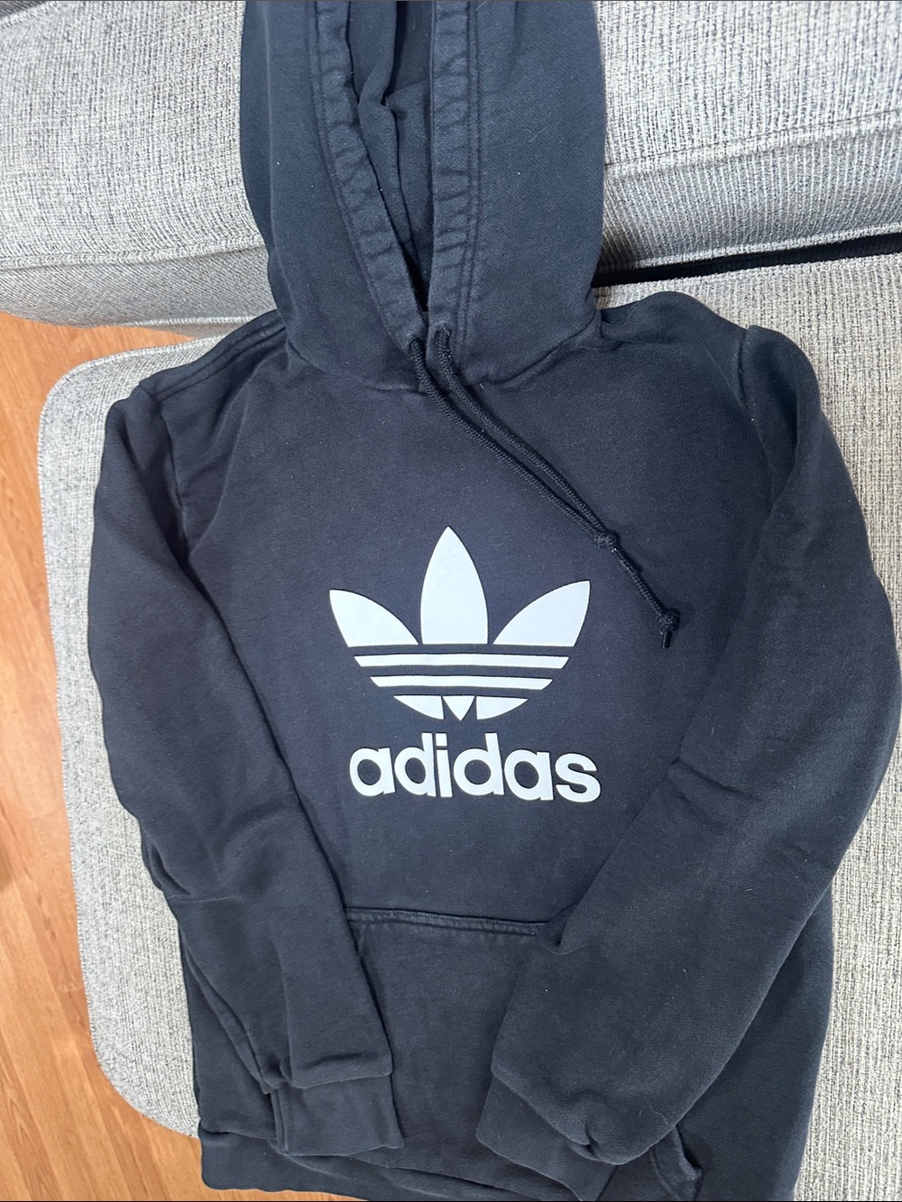 adidas Black Hoodie with White Trefoil Logo